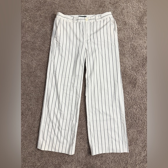 Ralph Lauren Pants - Ralph Lauren Pants Women size 6 Ivory Navy Stripe Andover Twill Mid Rise Pants